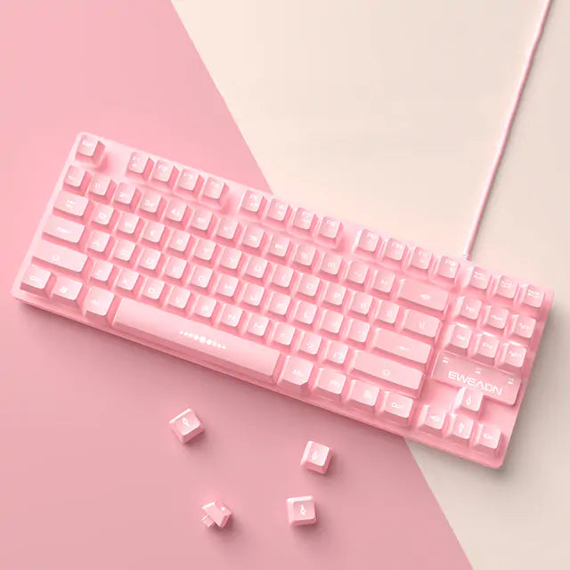 Pretty in Pink Wired Keyboard and Mouse Set