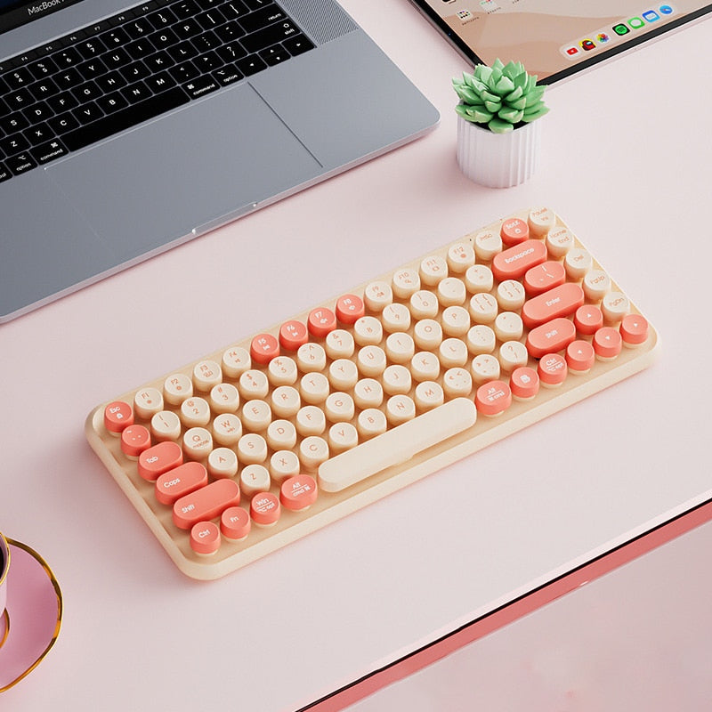 Retro Punk Keyboard with Round Keycaps