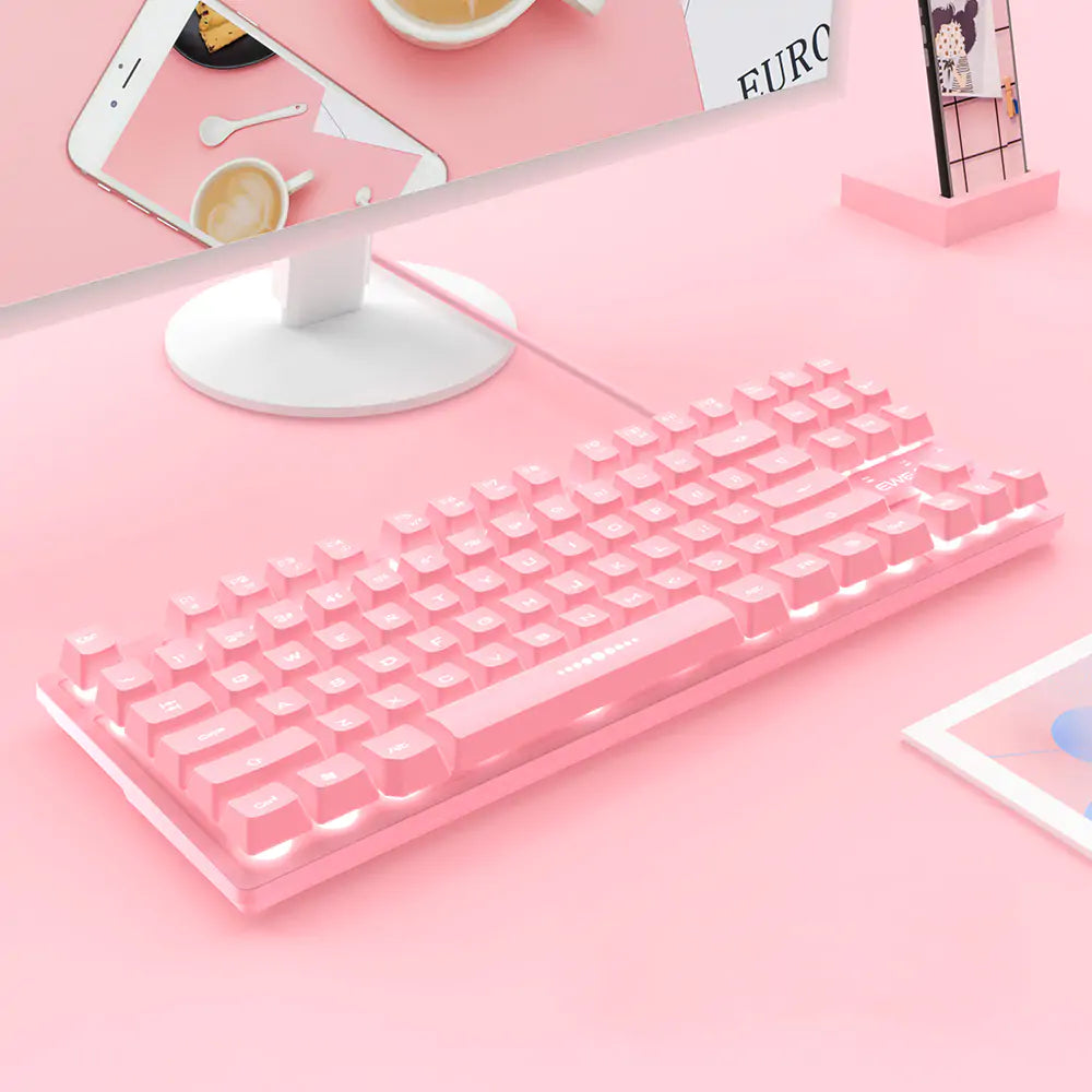 Pretty in Pink Wired Keyboard and Mouse Set