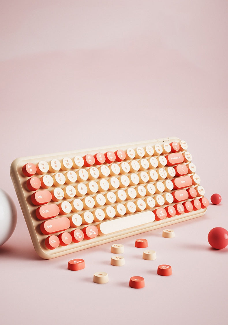 Retro Punk Keyboard with Round Keycaps